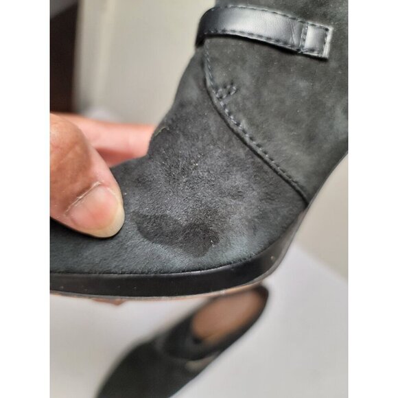 Franco Sarto Women's Black Suede Ankle Booties With Buckle Strap & Stiletto Heel - Picture 13 of 13